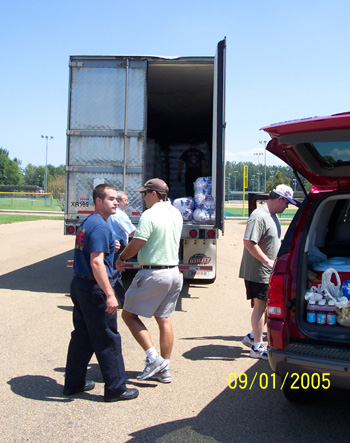 FEMA 18-wheeler with bags of ice