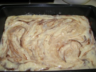 Batter is swirled