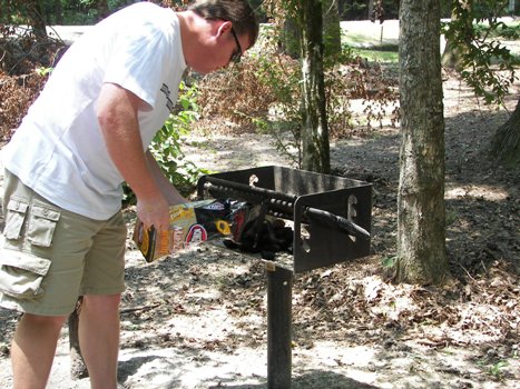 Tim getting the fire going at Rocky Springs